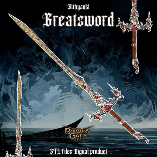 🎃 Fantasy Githyanki Laezel Greatsword Baldrus Gate 3・ 3D File