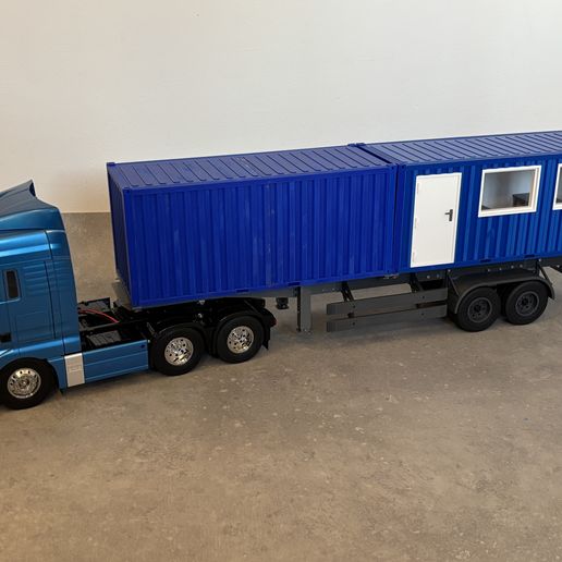 40ft-Container-trailer-dual-axle-with-20ft-containers.jpg Conjunto de cantina elevada / sala de descanso / contentor de escritório incluindo mobiliário e acessórios e escadas 1/14