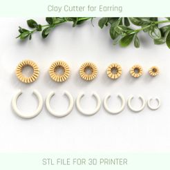 Clay Cutter for Earring = 5 — STL FILE FOR 3D PRINTER Datei 3D Hoop Earring Guide 6 Größen, Polymer Clay Hoop Measuring Guide・Design für 3D-Drucker zum herunterladen