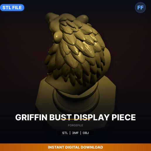 Griffin Bust Display Piece - 3D Printable STL File