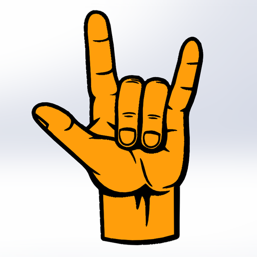 🪨 Rock and Roll Hand Sign - Line Art・ STL File for 3D printing・Cults