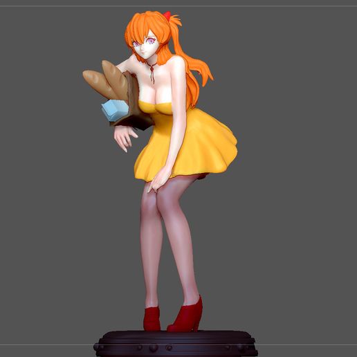 ASUKA LANGLEY CASUAL DRESS EVANGELION ANIME CUTE SEXY GIRL CHARACTER 3D model