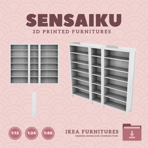 🏢 Miniature Replica HEMNES Bookcase Combination - IKEA (1:12,24,48 ...