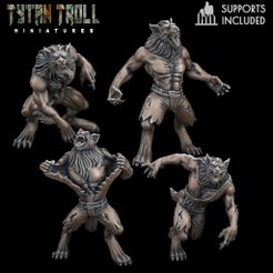 _WerewolfPack.jpg 3D file Werewolf Pack [Pre-Supported]・3D print model to download