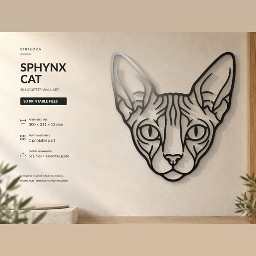 Sphynx Cat Silhouette — Parametric Wall Art Panel
