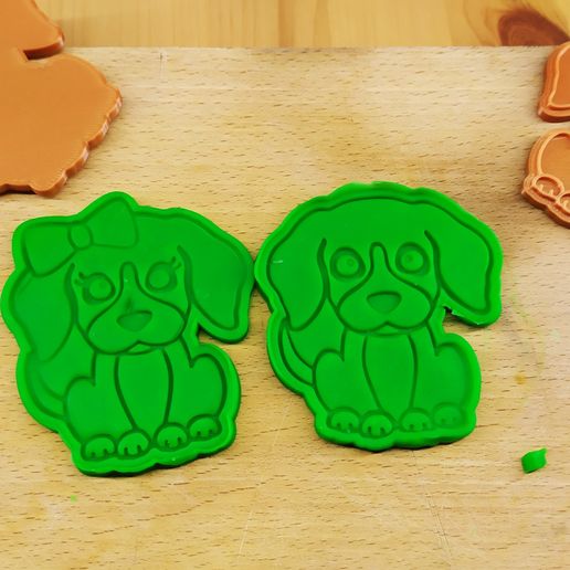 Mr. & Mrs. Puppy cookie cutter / stamp - 3D model önizlemesi
