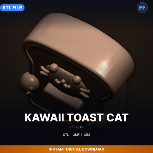 Kawaii Toast Cat - 3D Printable STL File