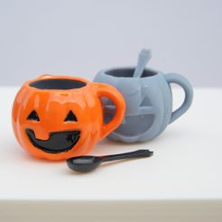 DSC_0098.jpg BJD/Doll 1/3 Pumpkin mug and black cat spoon