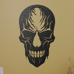 Skull-2.png Fichier STL Art mural crâne・Objet pour imprimante 3D à télécharger