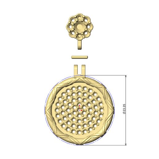 Iced-Diamond-flower-cluster-bail-Artdeco-V2-stepped-Halo-memory-pendant-coin-06.jpg Iced cluster bail Art deco pattern N02 memory pendant 3D print model