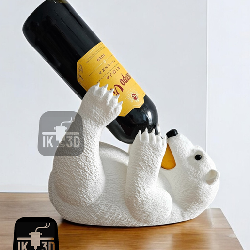 Polar Bear Wine Bottle Holder / No Supports / Multiparts / Multicolor - 3D model önizlemesi