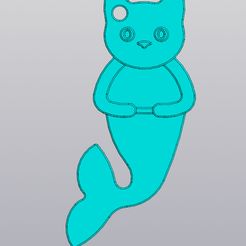 1.jpg 3D-Datei Schlüsselanhänger Meerjungfrau Katze・Design für 3D-Drucker zum herunterladen