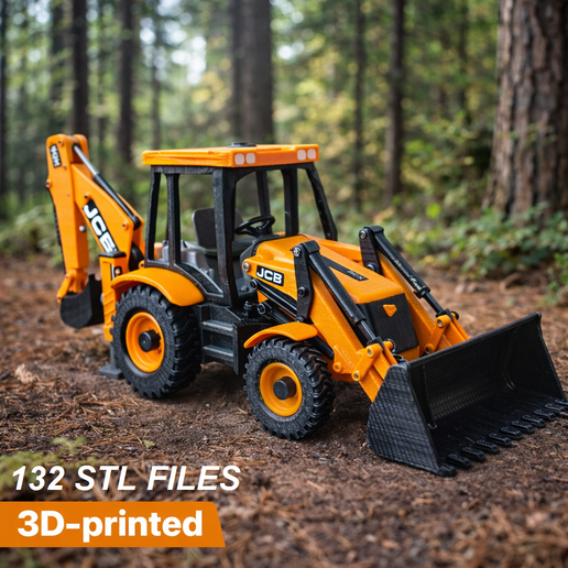 132-Piece Backhoe Loader 3D Print Model – Highly Detailed Construction Vehicle STL – Advanced Assembly Kit