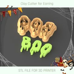 Clay Cutter for Earring 3D-Datei Boo Halloween Polymer Clay Ausstecher・3D-Druckvorlage zum Herunterladen