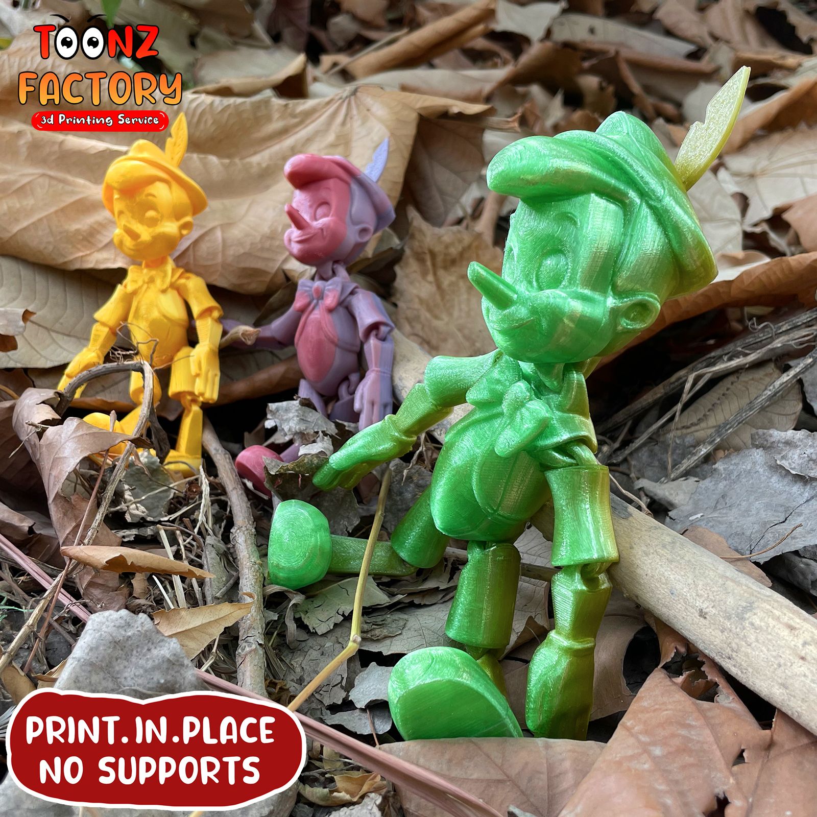 Pry: NO SUPPORTS STL file PRINT-IN-PLACE PINOCCHIO ARTICULATED・3D printable model to download, ToonzFactory