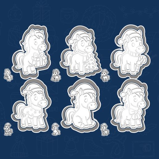 02-RDY.jpg Weihnachten | Neujahr Ausstechformen - "Pferd" Symbol des Jahres 2026 Set / Bündel - 6 Stück