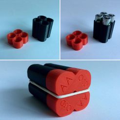 porta_piles_x4.jpg Free STL file AA Battery Holder O3D・Design to download and 3D print