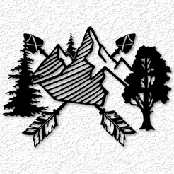 project_20230531_1142464-01.png STL file Native American Indian wall art mountain scene wall decor・3D printer model to download