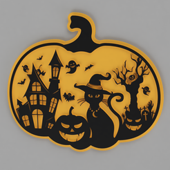 12cb21ac-d0a0-4364-b238-eef8d43bda5e.png STL file Pumpkin Halloween 2D Decoration・3D printing model to download