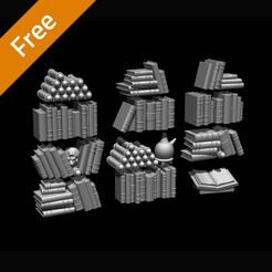 Necro-Arcane-Bookcase-Parts-Thumbnail-Free-V1.jpg Free 3D file FREE - Necromancer Arcane Books - dungeon terrain・3D print design to download, LegendGames