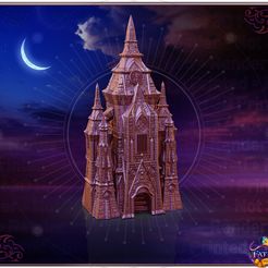 Vampire_RENDER.jpg STL file Vampiric Cathedral Dice Tower - SUPPORT FREE!・Template to download and 3D print