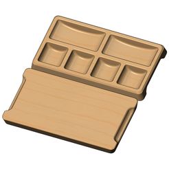 6-pocket-recta-tray-00.jpg 3MF-Datei Rectangular 6 pockets serving tray relief 3D print model herunterladen • 3D-druckbare Vorlage, RachidSW