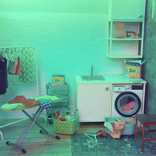 🧺 MINIATURE IKEA-Inspired Laundry Room Floor and Wall Shelf