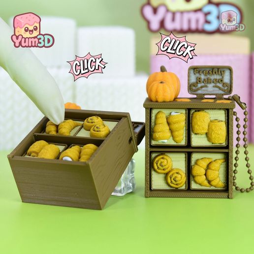 Yum3D Autumn Bakery Bites Fidget Clicker Keychain - Cute Backpack Keychain
