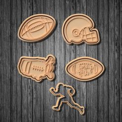 poster 1.jpg STL file American football cookie cutter set of 5・3D printing design to download