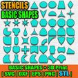 Stencils-Pack-for-Crafting-Basic-Shapes.jpg Stencils Pack for Crafting - Basic Shapes | SvG | DxF | EpS | PnG | StL |