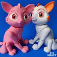Cat-STL-File-For-3D-Printing2.jpg Cute Cat 3D Print STL File - Animal Articulated Flexi Model With Print In Place