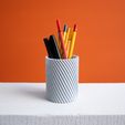 Twisted-pencil-holder-3D-model-slimprint.jpg Desk Organizer Set, Twisted & Zigzag Pencil Cups | Vase Mode