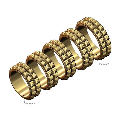 Double row rounded pyramid studs eternity band US sizes 5to9 3D print model 3D model