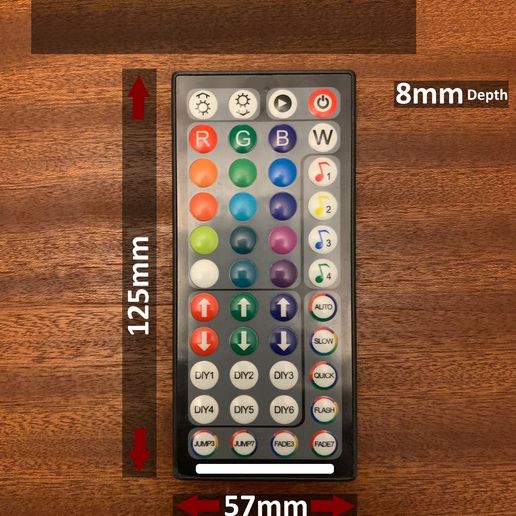 Remote-Size-Done.jpg LED-Fernbedienungshalter (mit einfachem Tastenzugriff)