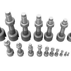 Bolts-Nuts.jpg STL file Screws & Nuts 3-20mm・3D printer model to download