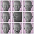MyCollages-8.jpg Set 8 heads 3D HEAD FACE FEMALE CHARACTER WOMEN TEENAGER PORTRAIT DOLL BJD LOW-POLY 3D MODEL