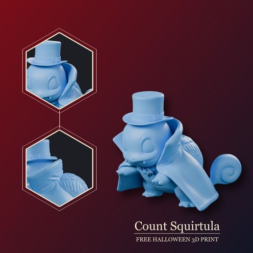 Count Squirtula - Vampire Squirtle Halloween Figure (Free) 3D model