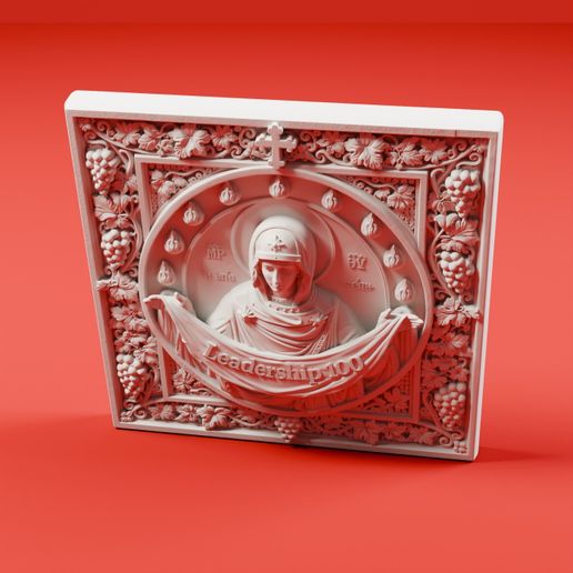 Theotokos Orthodox Icon Plaque Leadership 100 — 3D Printable Collectible | Shelf Display | Fan Gift