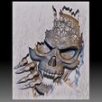 4.jpg Skull monster bas-relief STL file for CNC or 3D printing
