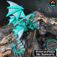 7.png Armored Spike Dragon, Powerful Four Winged Dragon, Flexible, Print In Place, Cinderwing3D