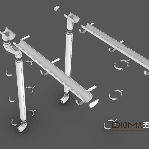🌧️ RAIN GUTTER type 1 (12 pcs)・ STL File for 3D printing・Cults