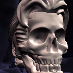 1.png Fichier STL gratuit tête squelette avec cheveux・Design imprimable en 3D à télécharger, Tim0th33