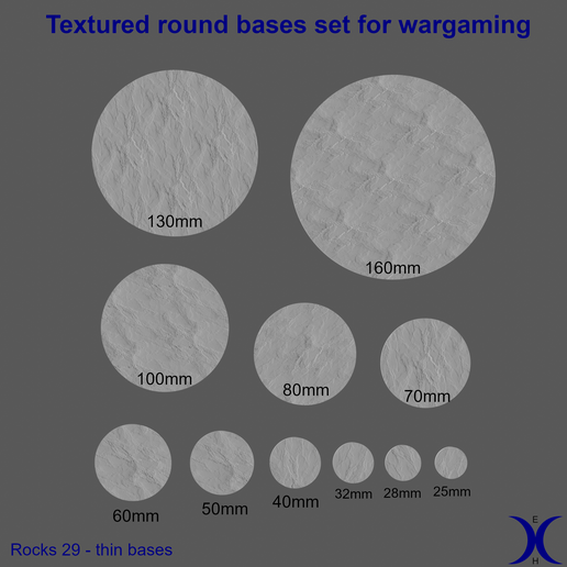 🪨 3 in 1 BUNDLE - Rock 29 texture Bases Set (round, square and ...