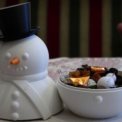 _MG_1140.JPG STL file snowman cookie jar・Template to download and 3D print