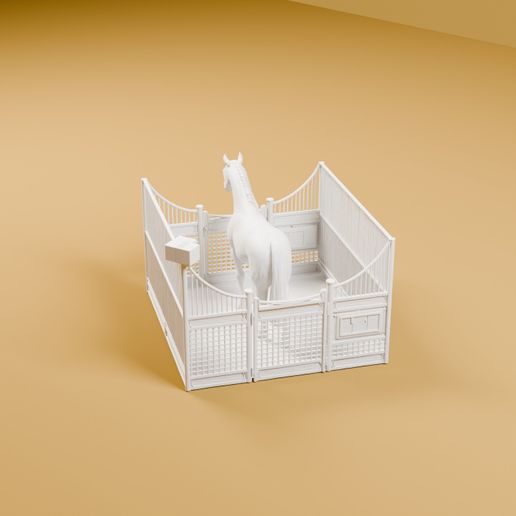 Model Horse Stall Slatted Stable Box with Horse Figure — 3D Printable Cute Decor | Desk Display | Animal Lover Gift