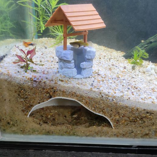 AQUARIUM-DECORATION-STL.jpg AQUARIUM CAVE IN THE FORM OF A WATER WELL / WITH CIRCULATION AND OXYGENATION SYSTEM