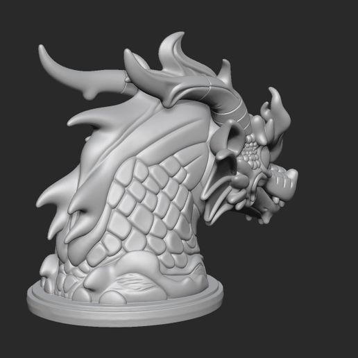 🔥 Fire dragon head sculpture・ STL File for 3D printing・Cults