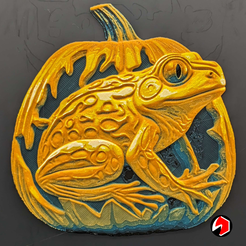 Punkin-froggie.png Calabaza Rana, Pintura Hueforge, Placas de Arte, ErickDRedd 3D Diseños