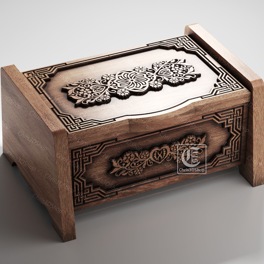 🪵 Wooden Box 3 - Files For CNC (svg, dxf, eps, ai, pdf)・ 3D File for ・Cults
