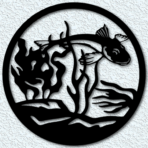 STL file realistic fish wall art fishing wall decor 2d art animal 🐠 ・3D ...